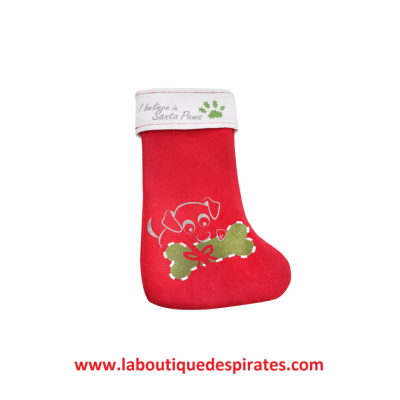 CHAUSSETTE DE NOEL MOTIF CHIEN ET OS