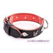 COLLIER CUIR BOULEDOGUE ET LOSANGE