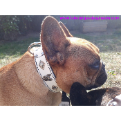 COLLIER CUIR BOULEDOGUE ET LOSANGE